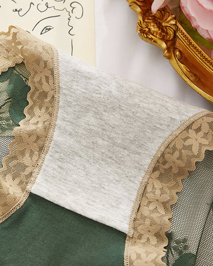 Seamless Breathable See-through Lace Cotton Panties