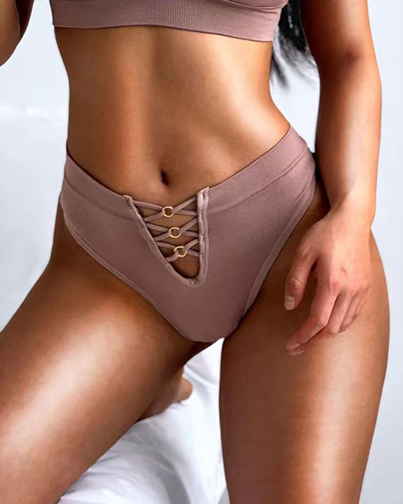 Mid-waist High-elasticity Comfortable Sexy Hollow-out Seamless Thong