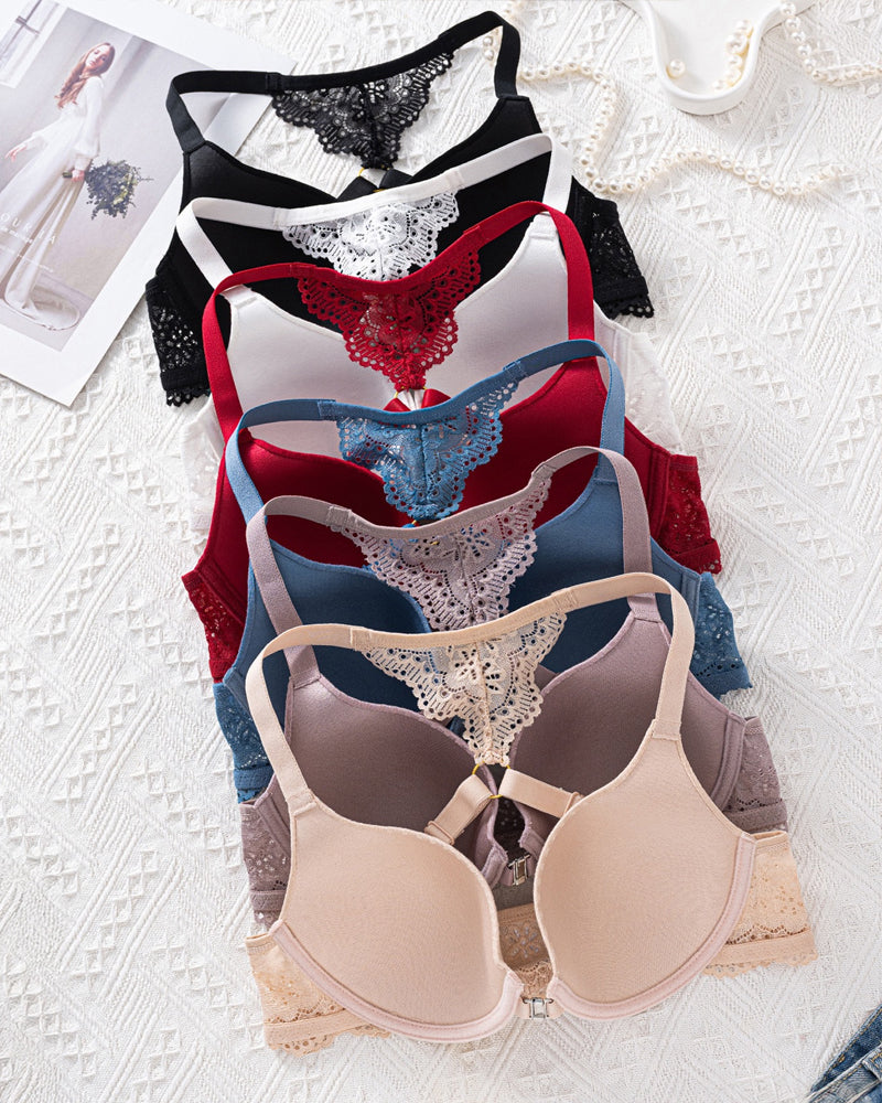 Women's Sexy Front-Closure Lace Push-Up Comfort Bra