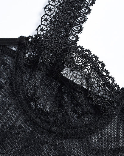 Sexy Lace See-through Underwire Shaping Bodysuit Lingerie