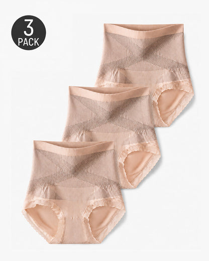 3-Pack Cotton Seamless High Waist Tummy Control Hip Lifting Panties