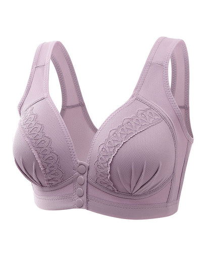 Women's Front-closure Jacquard Lace Breathable Bra