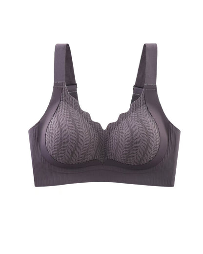 Casual Seamless Wavy Edge Wide Shoulder Straps Underwire Push-up Breathable Bra