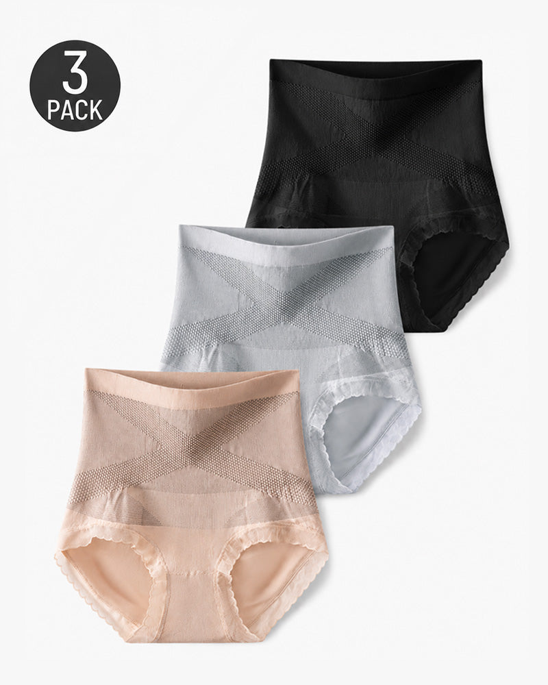 3-Pack Cotton Seamless High Waist Tummy Control Hip Lifting Panties