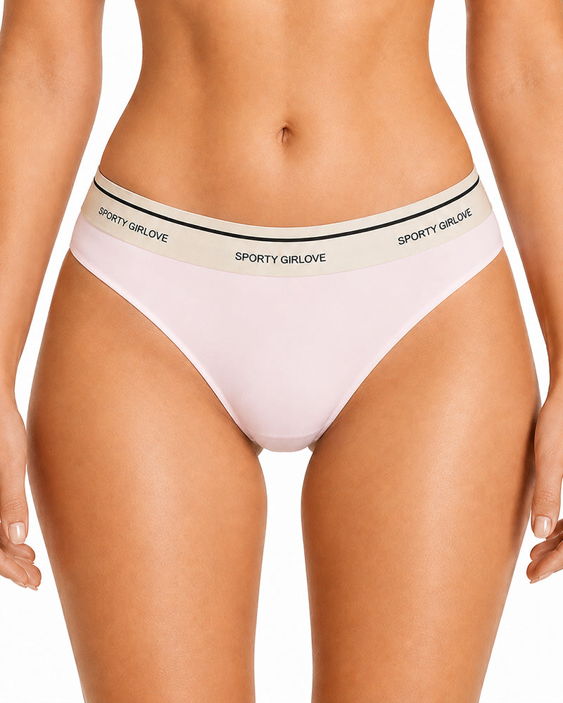6-Pack Sexy Ice Silk Seamless Letter Colorblock Thongs