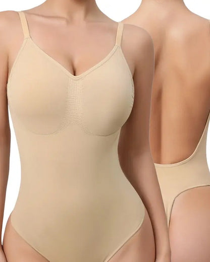 Women's V-neck Breathable Seamless Thong Bodysuit Body Shaper