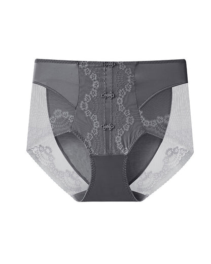 Plus Size Lace Sheer Mesh Seamless High-waisted Panties