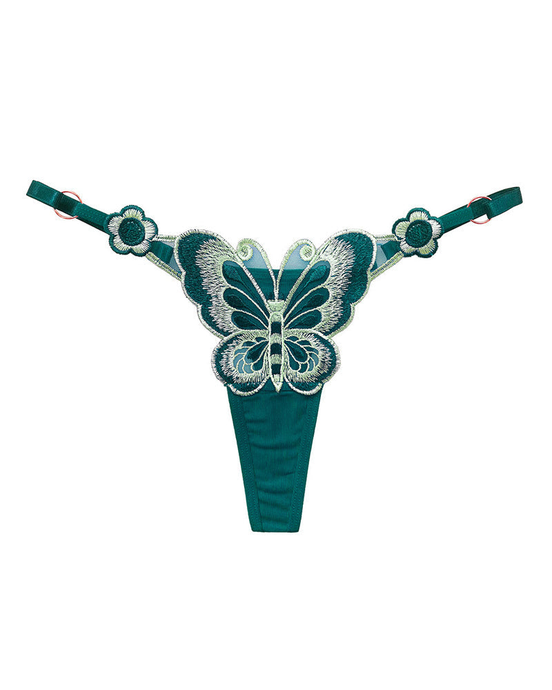 Sexy Butterfly Embroidered Low-rise Thong