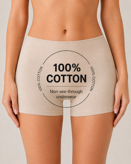 3-Pack Pure Cotton High Waist Tummy Control Seamless Breathable Boyshorts