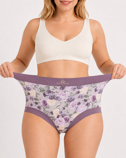 Multiple Packs High Waist Colorblock Floral Print Seamless Panties