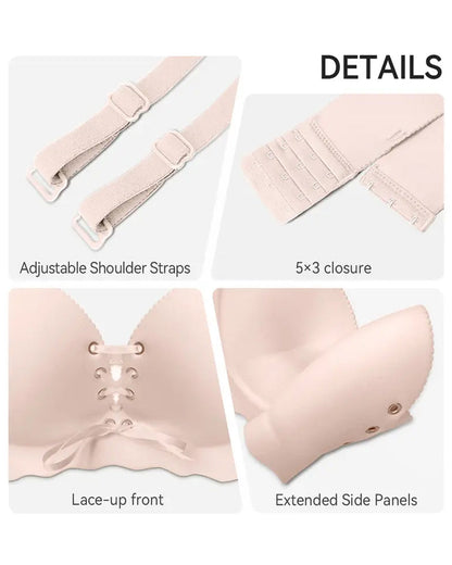 Women's Sexy Drawstring Push-Up Detachable Shoulder Straps Wire-Free Comfort Bra