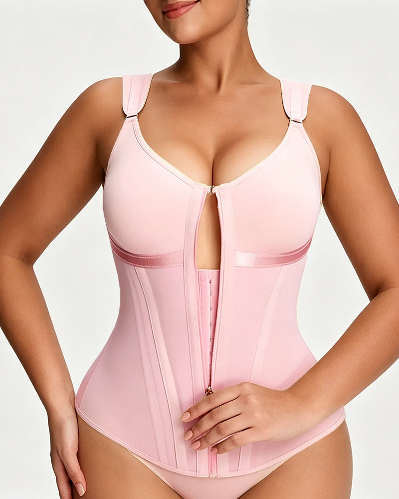 Women's Zipper and Hook Double Compression Seamless Wire-Free Shapewear