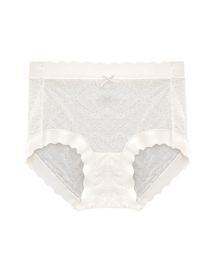 Women's Ice Silk Pure Cotton Antibacterial Crotch Thin Seamless Mid-Waist Breathable Lace Panties
