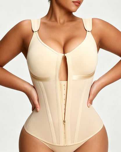 Women's Zipper and Hook Double Compression Seamless Wire-Free Shapewear