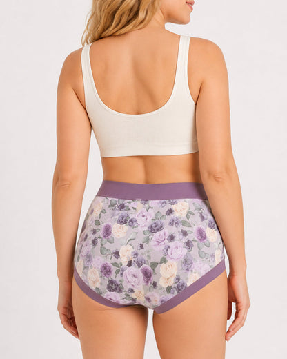 Multiple Packs High Waist Colorblock Floral Print Seamless Panties