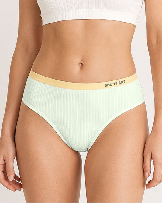 Multi-pack Pure Cotton Colorblock Ribbed Seamless Briefs