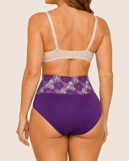 High Waisted Floral Colorblock Printed Pure Cotton Briefs