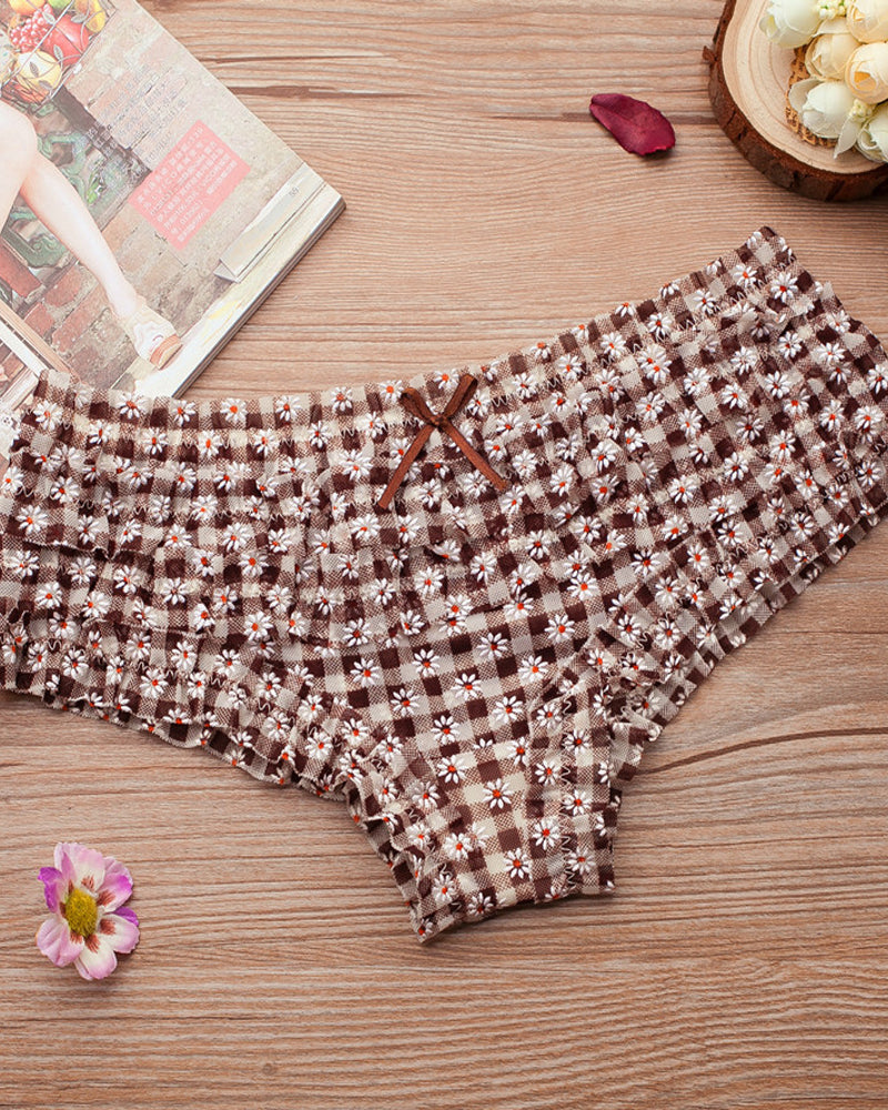 Floral Lace Ruffle Breathable Panties