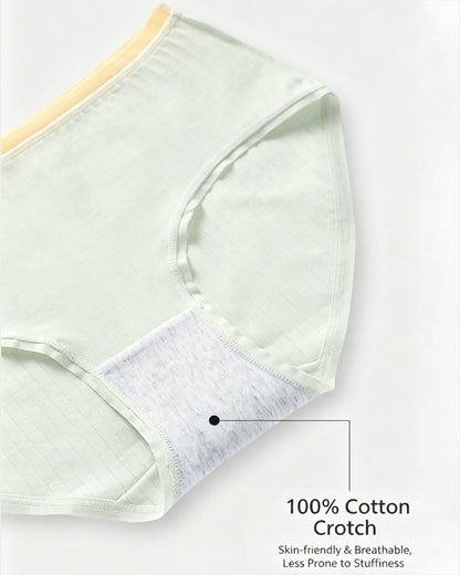 Multi-pack Pure Cotton Colorblock Ribbed Seamless Briefs