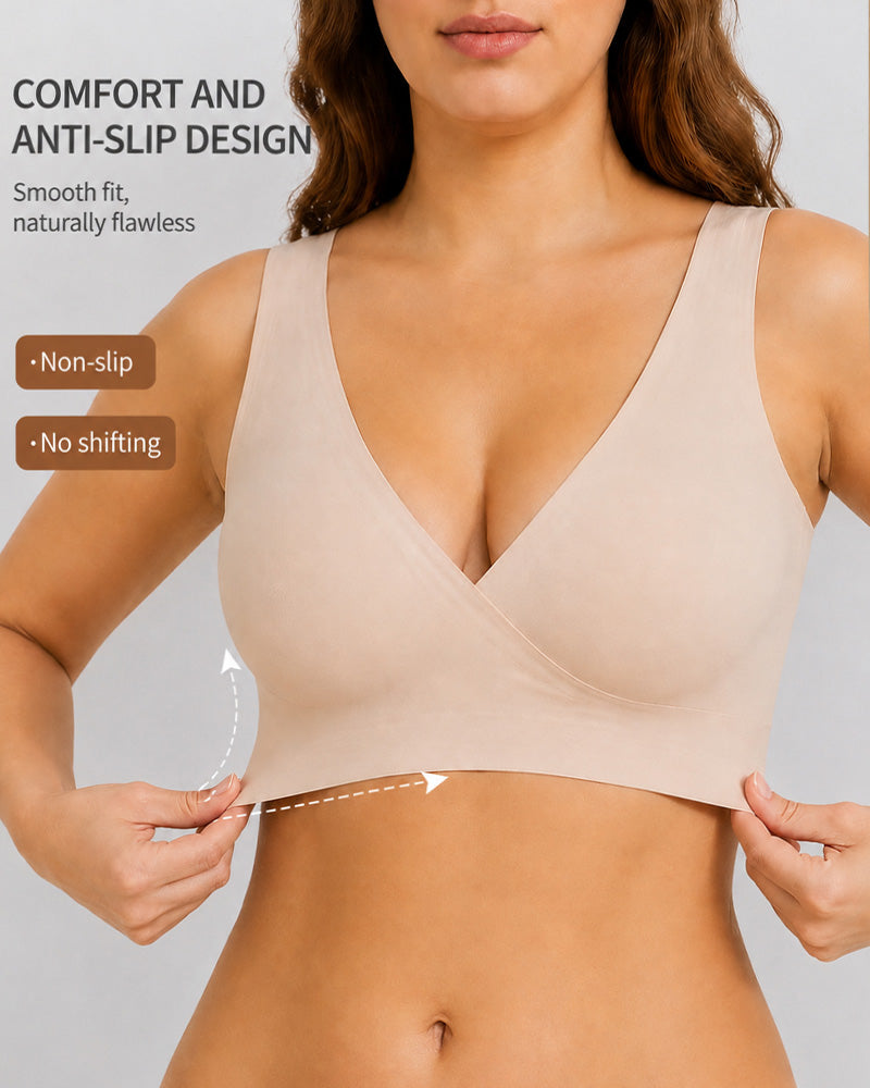 Deep V Crossover Wire Free Seamless Maternity Vest Nursing Bra