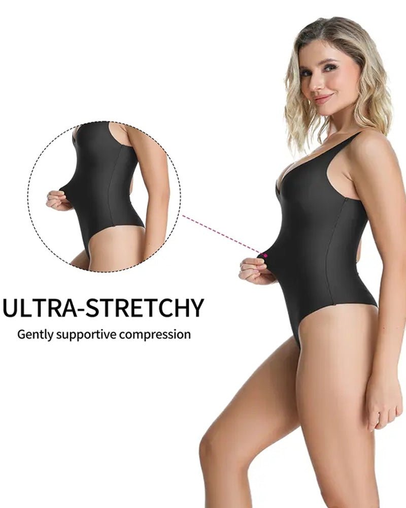 Deep V-neck Seamless Elastic Tummy Control Shaping Adjustable Straps Bodysuit
