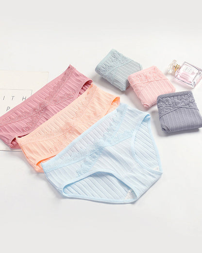 Lace-trimmed Pure Cotton Breathable Comfort Stretch Briefs
