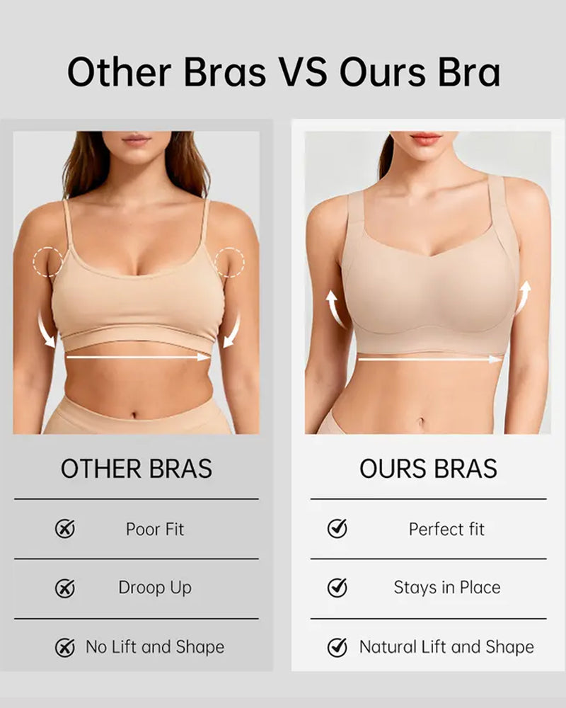 Women's Wire-free Seamless Double-layer Lifting Shoulder Straps Full Cup Push-up Jelly Bra