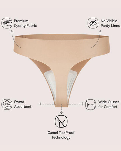 Women's Cameltoe Proof Seamless Shaping Thong Briefs