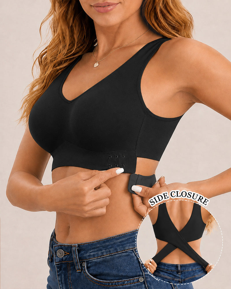 Seamless Front Closure Cross Back Push Up Bra