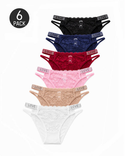 Multiple Packs Sexy Rhinestone Lace See-Through Thongs