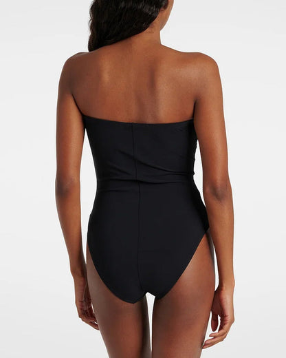 Bandeau 3D Flower One Piece Swimsuit And Skirt
