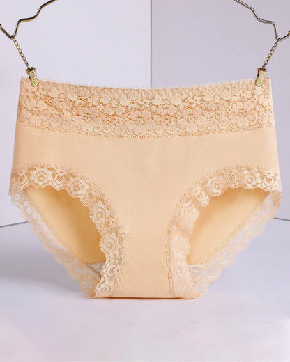 Women's Pure Cotton Breathable Skin-friendly Lace Trim Tummy Control Panties